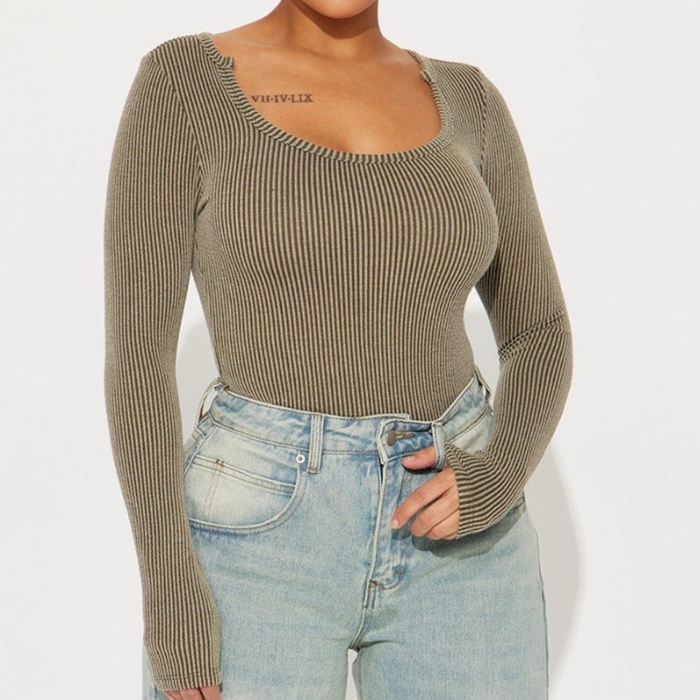 Olive ribbed long sleeve